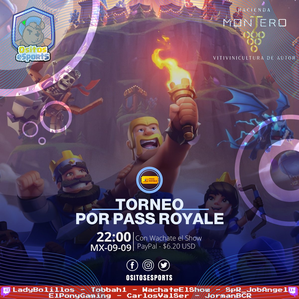 Ositos eSports (@ositosesports) on Twitter photo ⚔️TORNEO POR PASS ROYALE
⏰Viernes 09 a las 22:00🇲🇽
🌐Duelo Amistoso - entre el🥇&🥈del Torneo
📺#WachateElShow 🧸
twitch.tv/wachateelshow
✨Requisitos para reclamar el premio✨
✅ Seguir a <a href="/BastianShow11/">Wachate el Show</a> - <a href="/OsitosEsports/">Ositos eSports</a> & @Magical_Ositos
✅ Dar RT 🔄 & ❤️
🐻#OsitosLeague🐻 ⚔️TORNEO POR PASS ROYALE
⏰Viernes 09 a las 22:00🇲🇽
🌐Duelo Amistoso - entre el🥇&🥈del Torneo
📺#WachateElShow 🧸
twitch.tv/wachateelshow
✨Requisitos para reclamar el premio✨
✅ Seguir a <a href="/BastianShow11/">Wachate el Show</a> - <a href="/OsitosEsports/">Ositos eSports</a> & @Magical_Ositos
✅ Dar RT 🔄 & ❤️
🐻#OsitosLeague🐻