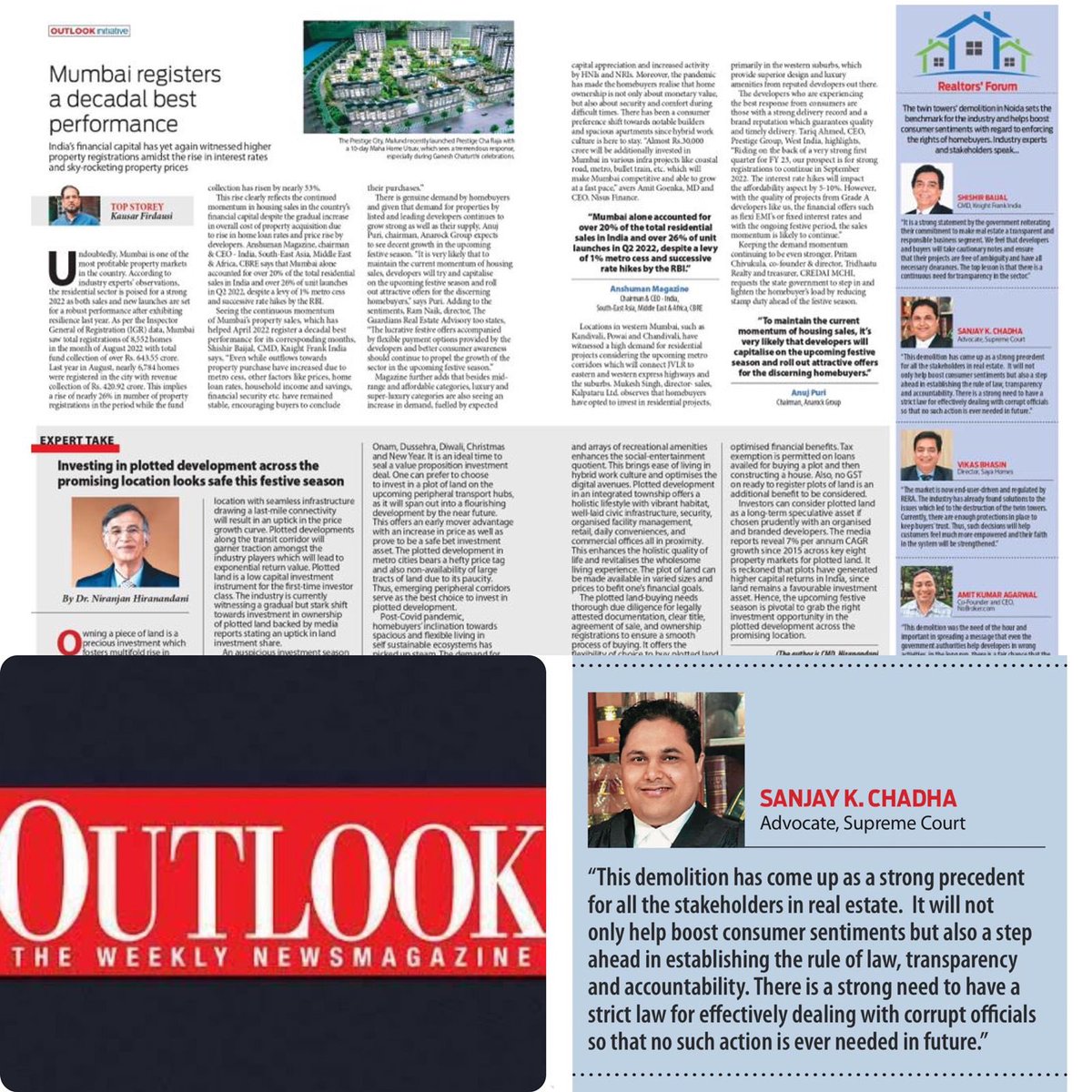 sanjaykchadha's tweet photo. Today my views upon the demolition of twin tower at noida were published in Outlook magazine. #sanjaykchadha #BSK #BSKLegal #noida #twine-tower #law #justicesystem #rera  # https://t.co/hnkBBM3VKh
