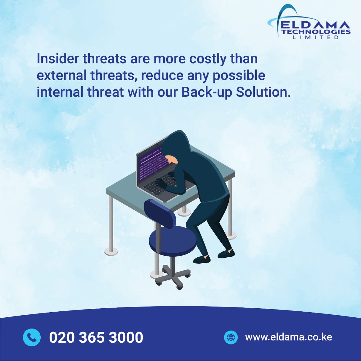 eldamatech's tweet photo. According to a study by IBM, human error is the main cause of 95% of cyber security breaches. In other words, if human error was somehow eliminated entirely, 19 out of 20 cyber breaches may not have taken place at all.

#EldamaCloudSolutions #BestInClassOBU #Cybersecurity https://t.co/HvgXofIuQ9