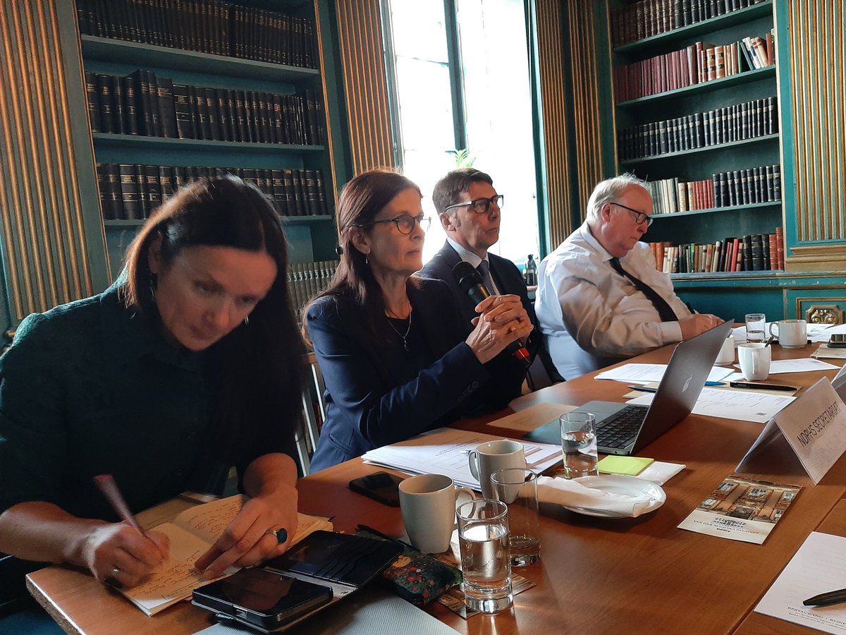 dabbracciomarco's tweet photo. The @NDPHSorg Committee of Senior Representives continues today in the beautiful Van der Nootska Palatset in Stockholm. Intense and fruitful discussions on the future of northern cooperation and of the #NDPHS itself, including a new comprehensive strategy. #NorthernDimension https://t.co/zKqoInQCJC