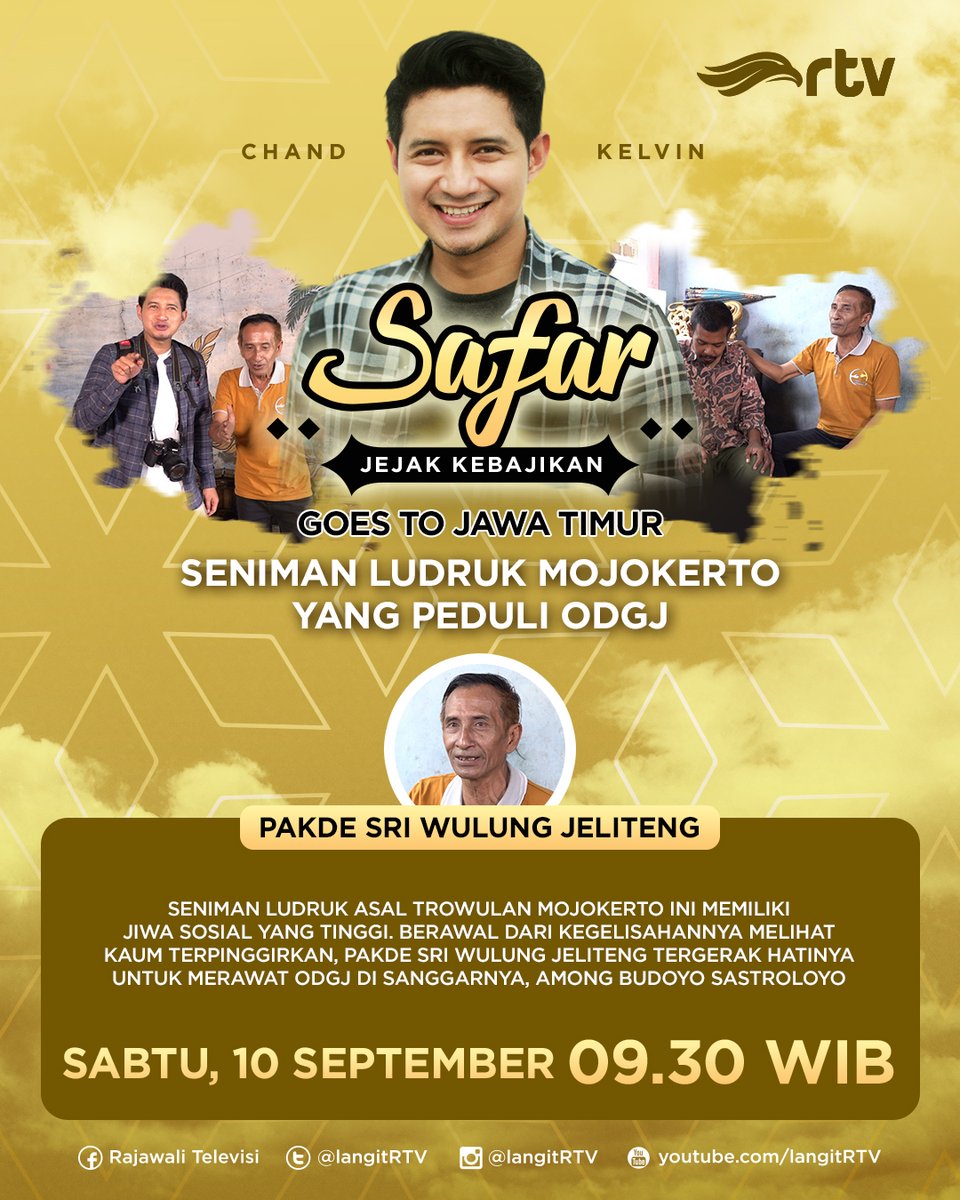 Safar Goes To Jawa Timur! 🤩
Berawal dari kegelisahannya melihat kaum terpinggirkan,Pakde Sri Wulung Jeliteng tergerak hatinya untuk merawat ODGJ di sanggarnya.

Kisah lengkapnya saksikan SAFAR besok pkl. 09.30 WIB hanya di RTV Makin Cakep⁣
⁣
#RTVDigital #Safar #RTV