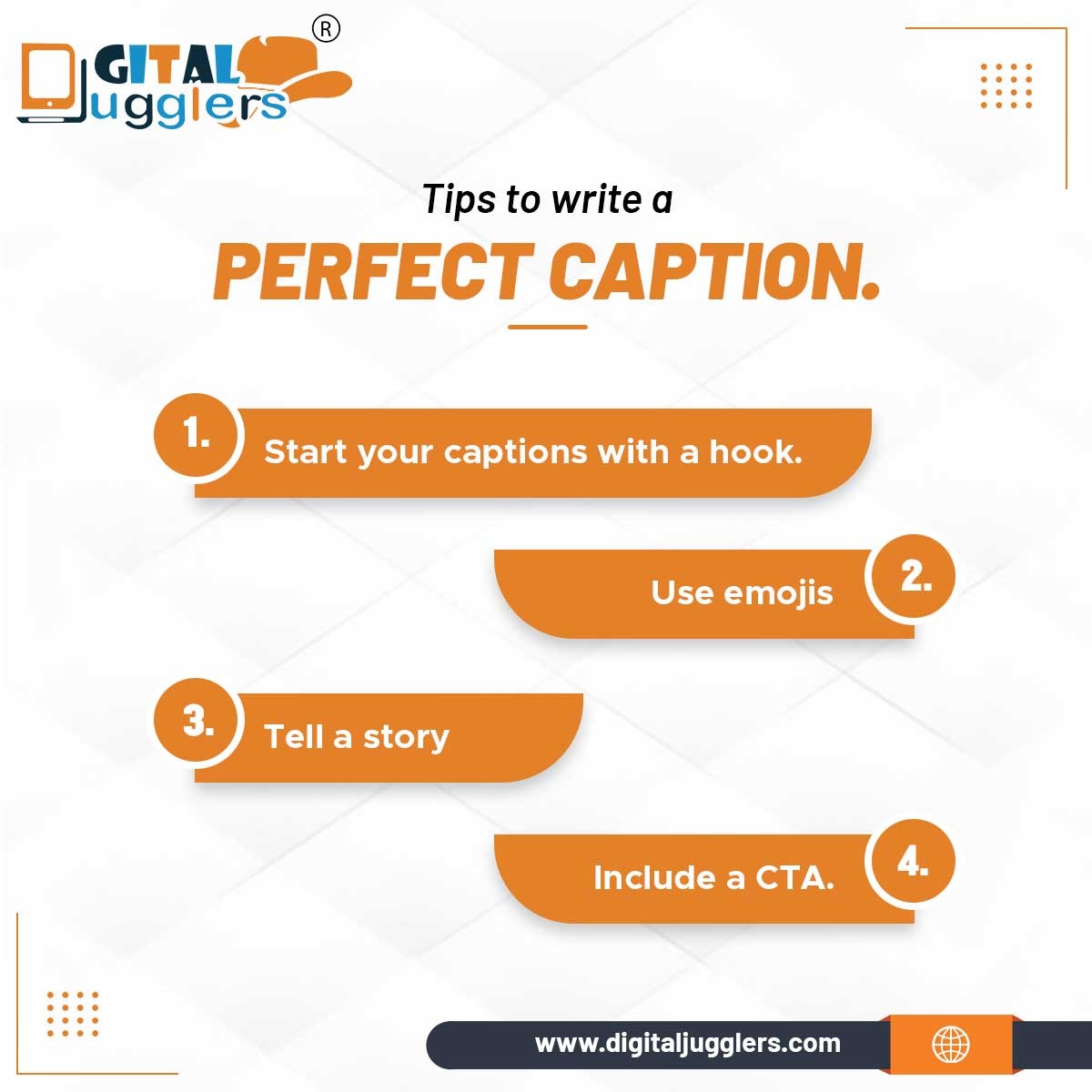 DigitalJugglers's tweet photo. We are starting this caption with a hook. And we are narrating the story that'll make you succeed in your business.
All the best👍
Follow us for more..
#perectcaption #captionwriting #caption #emojis #cta #story #instacaption #writing #reach #postcaption https://t.co/9A5b6Kk3fV