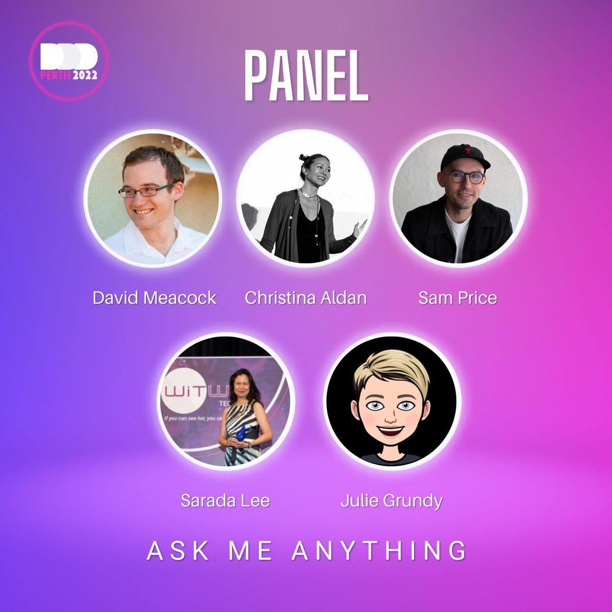 DDDPerth's tweet photo. Ask Me Anything features Christina Aldan @luckygirliegirl, David Meacock @meacod', Sarada Lee, Sam Price and Julie Grundy #DDDPerth https://t.co/YZtZWE6tPW https://t.co/oZZ5W4plhR