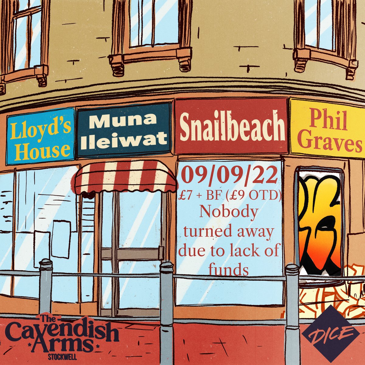 TONIGHT at <a href="/CavendishArms/">The Cavendish Arms</a> with <a href="/lloyds_house/">Lloyd's House</a>, <a href="/roof__access/">emmett</a> + Snailbeach ✨ tix here link.dice.fm/B262cacf7516

8:15pm <a href="/roof__access/">emmett</a>
9pm <a href="/lloyds_house/">Lloyd's House</a>
9:45pm me
10:30pm Snailbeach