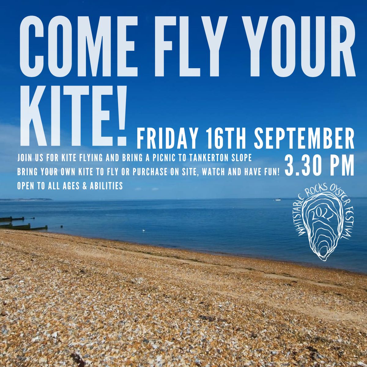 WROysterFest's tweet photo. Friday 16th join us on the slopes to have a go at kite flying. You can bring your own kite or purchase one on site, or simply watch We are also encouraging participants to bring a picnic. Open to all ages and abilities.
#kiteflying #kentfestival #whitstablebeach #whitstablerocks https://t.co/WGOthY6JUF