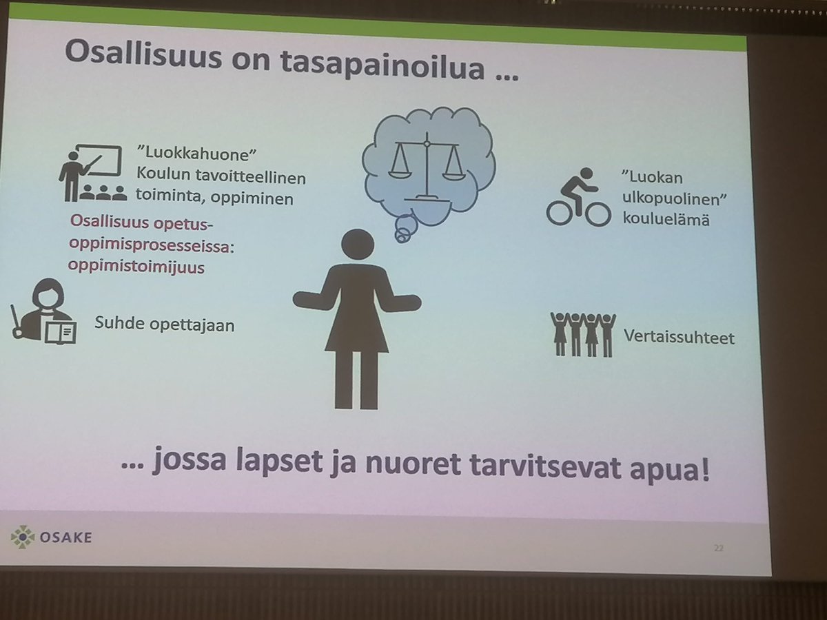Osallisuutta voi ja pitää rakentaa. <a href="/OsakePalvelu/">Tampereen seudun Osake</a> n seminaarissa kehitetään #kohtaamisen kulttuuria #kouluille ja #varhaiskasvatukseen. #osallisuus