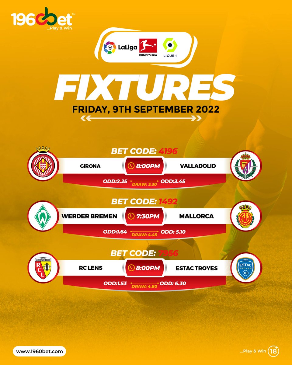 1960betng's tweet photo. #FOOTBALL🏆⚽

#Fridayfixture

BET NOW on https://t.co/rBJFwT2iob
MOBILE APP ALSO AVAILABLE
Mobile App Down 👇
https://t.co/MhfzLBdeIW
Play Responsibly 🔞

#playandwin #1960Bet #LaLiga #SerieA #Ligue1 #Superlig #football #sports #odds #fixtures https://t.co/RgdzYh0wdN