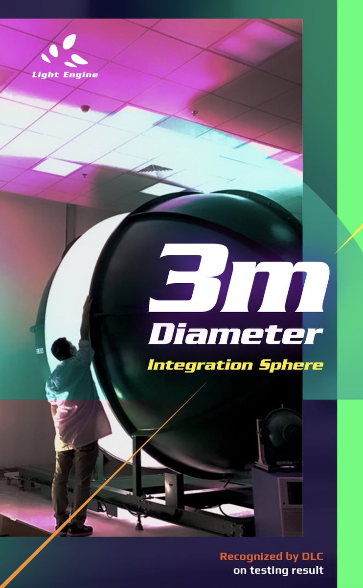 lightenginetech's tweet photo. #LightEngine equips the best machines to provide perfect #Innovation . 3M Diameter Integration Sphere usually teams up with Sphere & Spectroradio Meter for High power&large-size lighting fixtures. We are awarded by DesignLights Consortium (DLC) for our results. https://t.co/BsJXgUdbgj