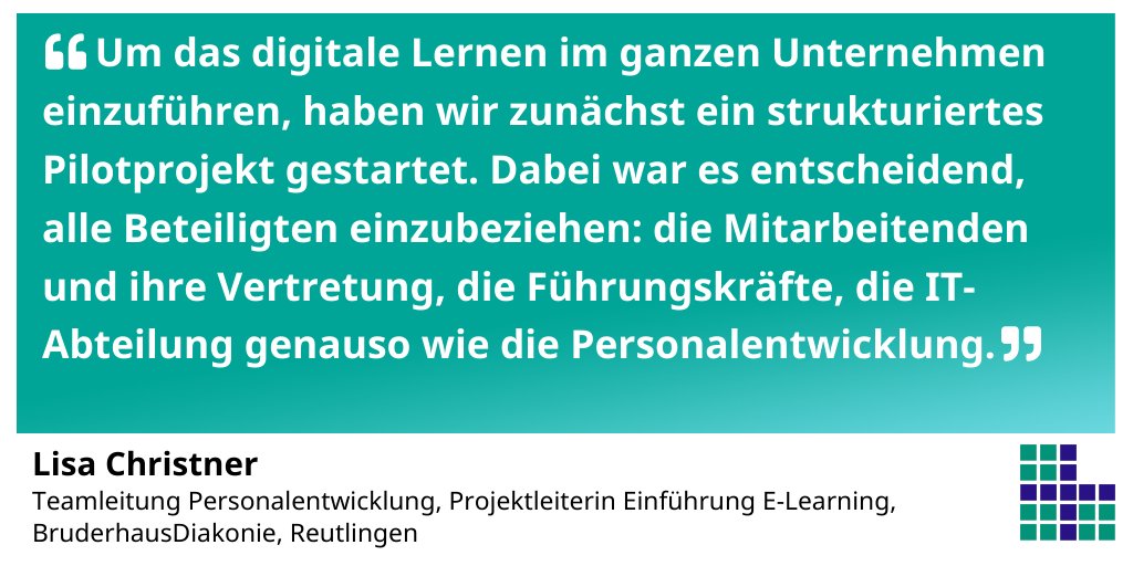 Die #BruderhausDiakonie in Baden-Württemberg steht kurz vor dem Rollout ihrer digitalen #Personalentwicklung. In unserer AG E-Learning schilderte Projektleiterin Lisa Christner diese Woche Erfahrungen aus der Pilotphase. #elearning
