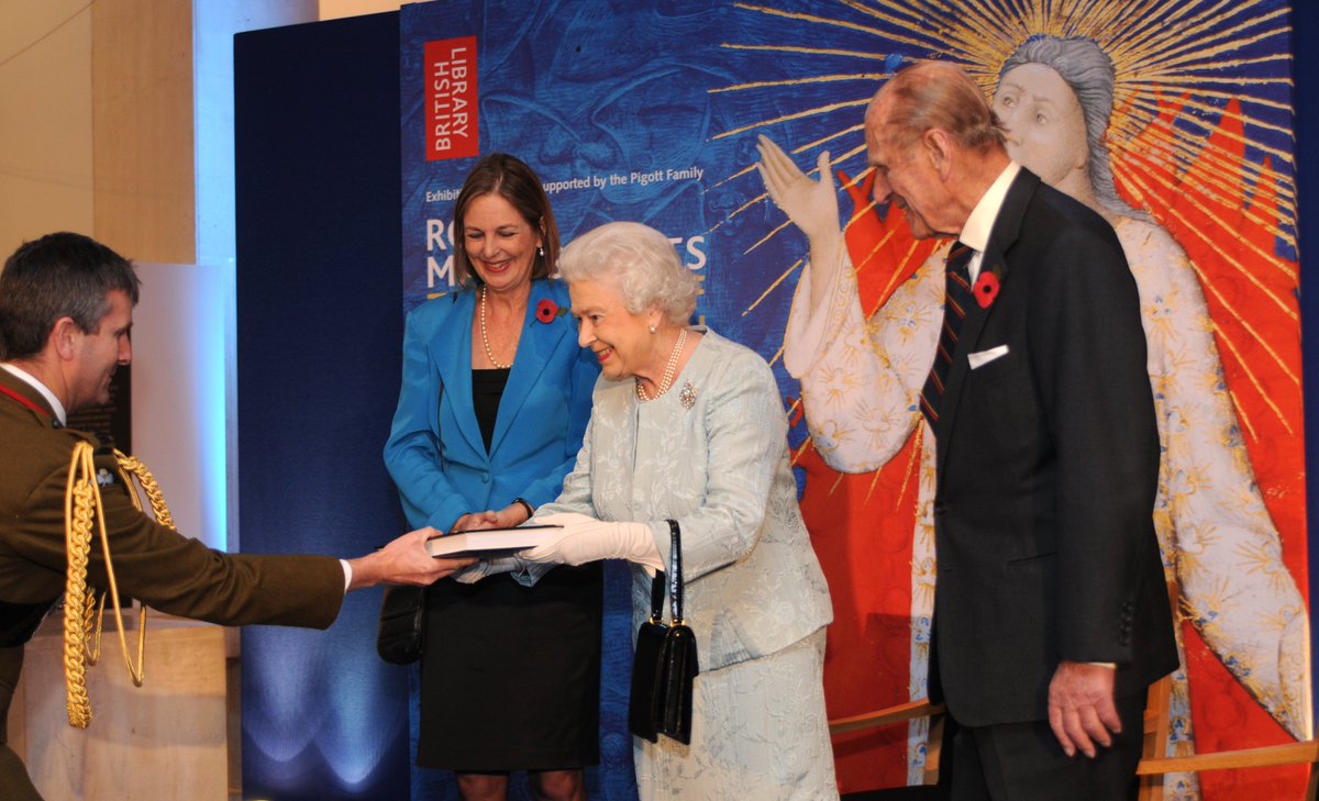 HM The Queen, pictured with HRH Prince Philip, opens the Royal Manuscripts exhibition 