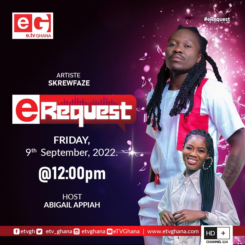 SKREWFAZE's tweet photo. Join me this afternoon at 12pm, on @etvghana on the E-Request show with Abigail Appiah
π₯π₯π₯π₯πΊπΎπΊπΎπΊπΎ
#realityremix #reality #skrewfaze #raskuuku #reggae #ghana https://t.co/ol8GQPf6sf