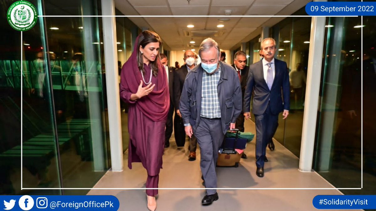 aclockworkobiii's tweet photo. UN Secretary General @antonioguterres arrives in Islamabad for #SolidarityVisit. He was received by @HinaRKhar 
#UNSGinPak https://t.co/zHPPhZgejz