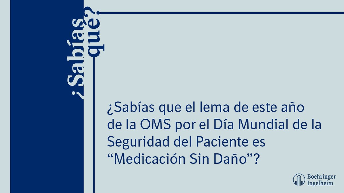 BoehringerES's tweet photo. En nuestro compromiso por mejorar la calidad de vida de las personas, sumamos esfuerzos al reto de la @WHO por la Seguridad del Paciente y por una #MedicaciónSinDaño.

¡Un ❤️ por la farmacovigilancia y por las iniciativas para reducir las prácticas de medicación poco seguras! https://t.co/lDvEvhIYkx