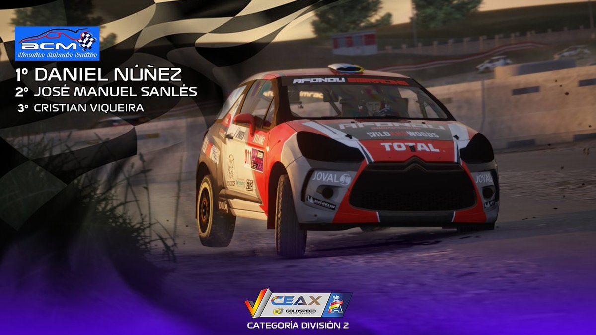 🏆 RESULTADOS
#ceaxv <a href="/acmirandes/">Automóvil Club Miran</a> #CEAXMiranda <a href="/virtual_rfeda/">Virtual RFEDA</a>
CATEGORIA DIVISIÓN 2
