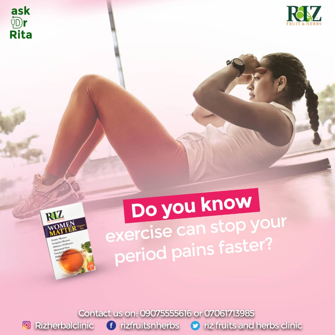 RizFruits's tweet photo. A moderate intensity workout helps in alleviating cramps (also known as dysmenorrhea) and also keeps the feeling of bloating at bay. 
#painfulmenses
#womenshealth
#periodblood https://t.co/OsxAWIQH0C