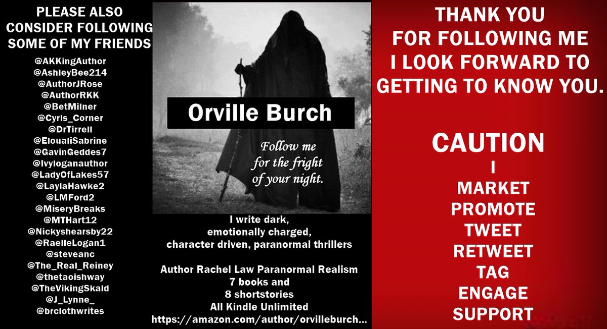 Shout out to new writer friends
<a href="/DTsPOV/">D J Thomas ( she | her )</a>
<a href="/RobertHerold666/">Robert Herold</a>
<a href="/Lyricsoftheda14/">Lyrically Speaking</a>
<a href="/WordsThatHop/">Just "B"</a>
<a href="/Kalendeck/">David Sherwood, Author/Daydreamer</a>
<a href="/OldSalvageRock/">Tristian Wallace (W. Salvage)</a>
<a href="/AbigailHalll7/">Abigail Hall 🕺</a>
@johnpjaramillo
@PoppyMinnix
#WritingCommmunity #readingcommmunity