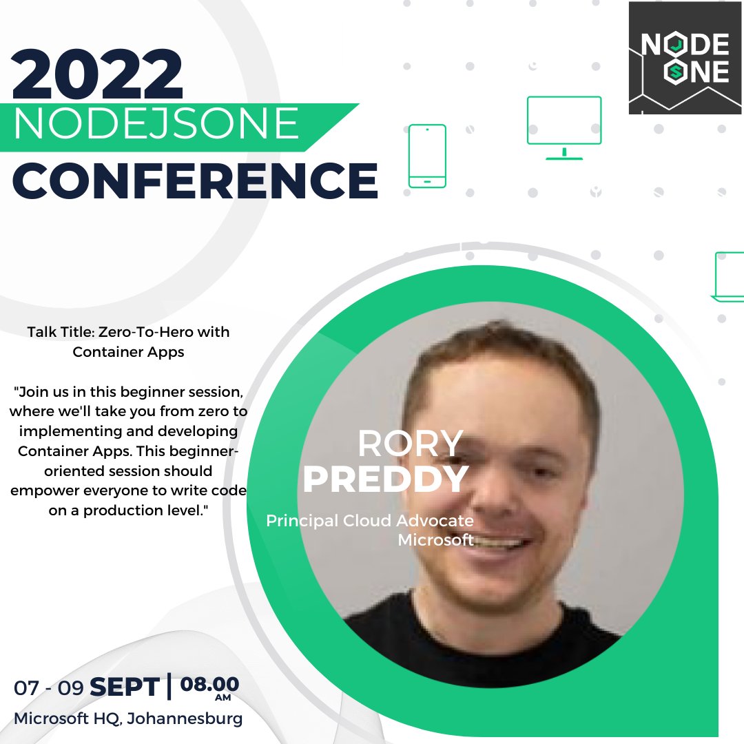NodeJsOne's tweet photo. We loved @rorypreddyfrom from @microsoftsa talk and demo about @AzContainerApp. #MicrosoftZA #NodeJsOne22 #NodeJSAfrica22 #AzureCosmosdb #AzureAdvocates #codespaces #microsoftjava #javaadvocates #react #JS #nodejs #microsoftdev #css #angular #java #jquery #vuejs #AzureFunctions https://t.co/CVpO089GVL