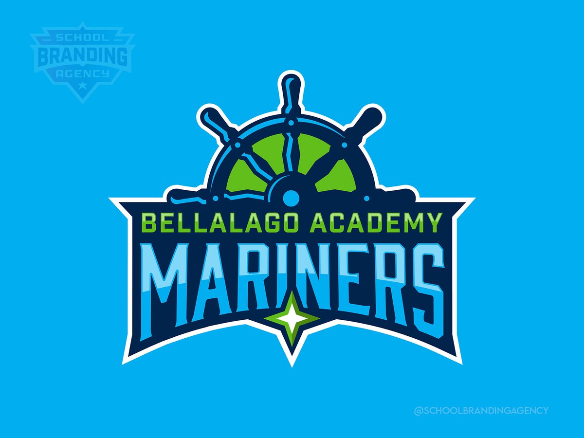 Bellago Academy Elementary School wanted a logo and icon different from most schools' - a non-mascot design.

So we created an intelligent icon of a ship's wheel and a north star in an emblem to stand for the Mariners - direction and strength!

#schoolbrandingagency #schoolmascot