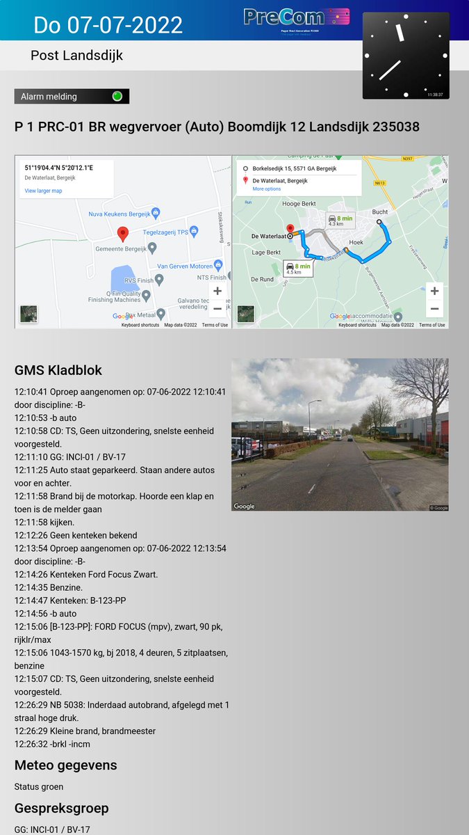 De eerste posten zijn gestart met de PreCom incidenten pagina. Deze pagina, weergegeven op het PreCom LCD op de post, geeft een heldere inzicht over het incident met daarbij: Locatie / Route / Streetview en GMS Kladblok informatie.
