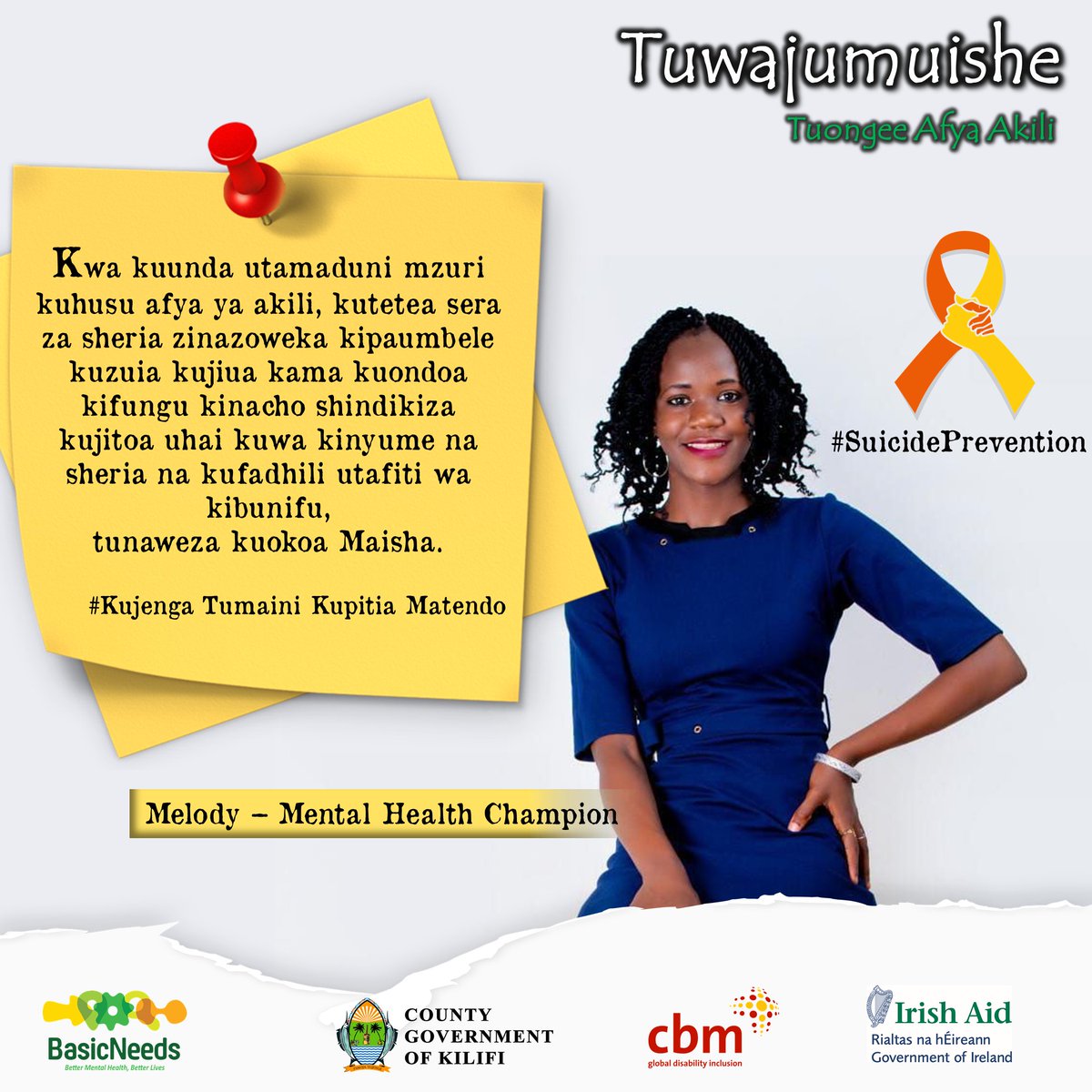 We can create a culture that’s smart about #MentalHealth and advocate for legislative policies that make #SuicidePrevention a priority; laws such as #DecriminaliseSuicide.

By this we can save many lives.

#CreatingHopeThroughAction  #ChooseToKeepGoing