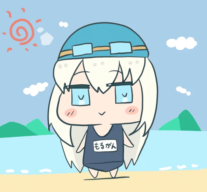 #FGO #もるがんちゃんそういえば水着を着ていない事を思い出したもるがんちゃん。(レイシフトで暖かい所へ行った) 