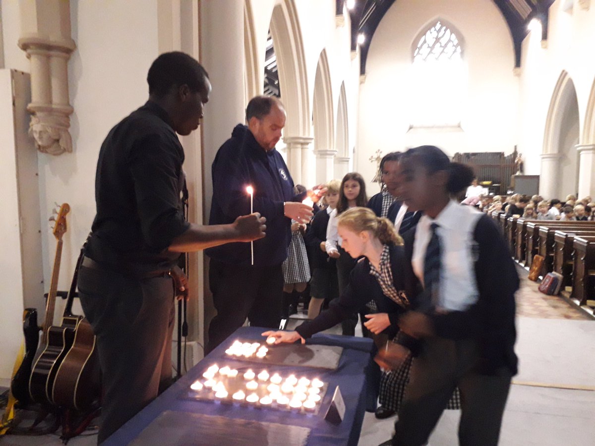 StStephensLBHF's tweet photo. We began singing 'Our God is a Great Big God', which was followed by prayers written &amp; read by Ciara, Mathias, Ruth &amp; Scarlett. At the end, after standing as a sign of respect for the National Anthem, each child lit a candle as we left the church as a symbol of their thanks. https://t.co/b15cgehUYY