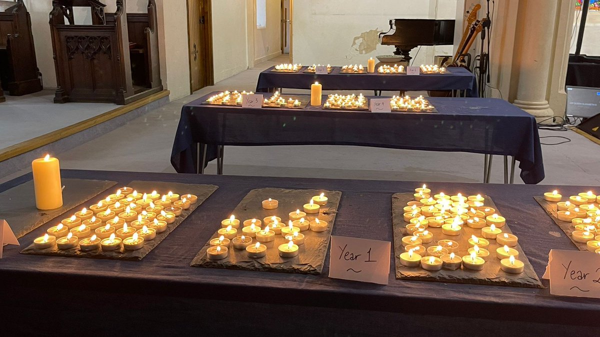 StStephensLBHF's tweet photo. We began singing 'Our God is a Great Big God', which was followed by prayers written &amp; read by Ciara, Mathias, Ruth &amp; Scarlett. At the end, after standing as a sign of respect for the National Anthem, each child lit a candle as we left the church as a symbol of their thanks. https://t.co/b15cgehUYY
