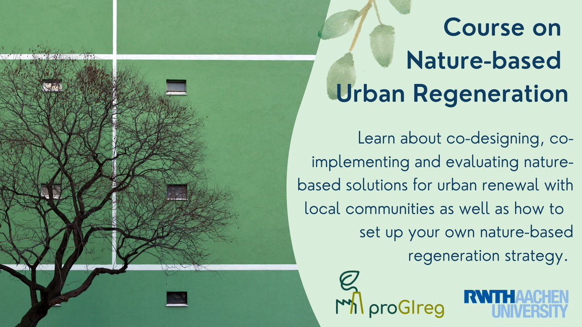 NICHES_project's tweet photo. 🍃 @proGIreg and @RWTH are offering a #course on #NbS regeneration in an #urban context. 
Sign up to learn about how #cities around the world are seeking new, greener ways to transform their former industrial districts. 
🔗 More info and registration 👉 https://t.co/Doh3CoQB6f https://t.co/FvouaC5XzS