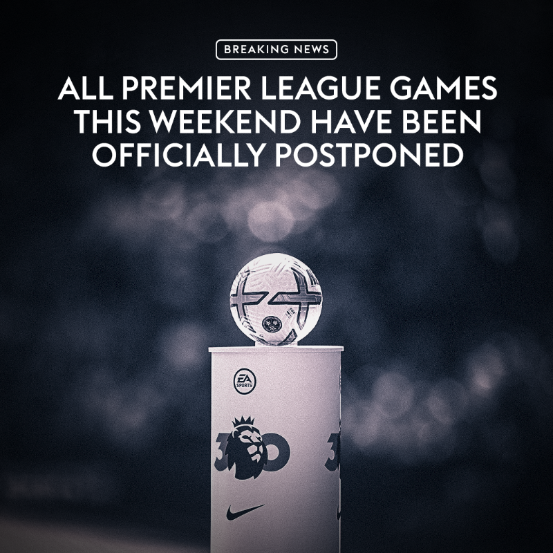 SkySportsPL's tweet photo. The Premier League have postponed this weekend's round of fixtures following the Queen's death on Thursday.