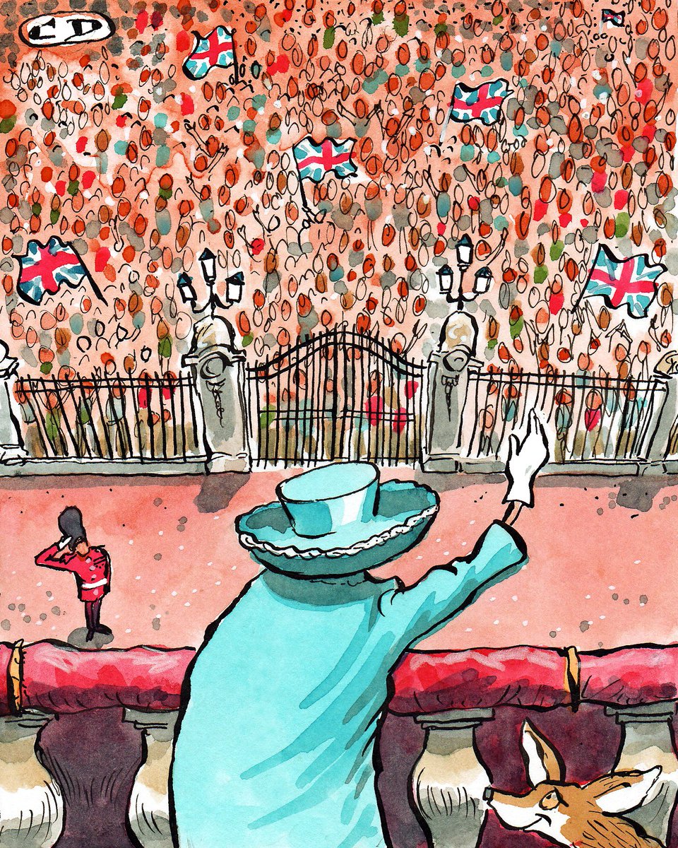 ceedeeart's tweet photo. A last wave
#QueenElizabeth #TheQueen 
#buckinghampalace https://t.co/htaRw5DD1H