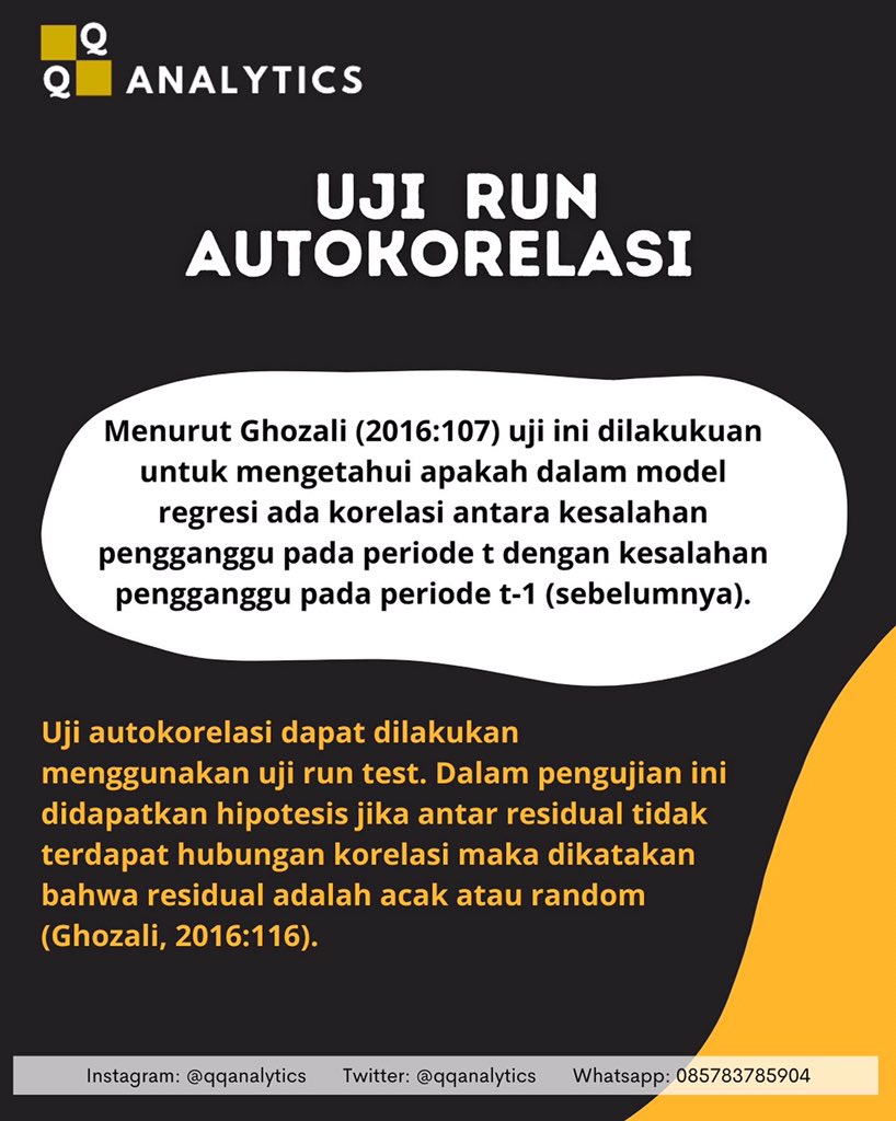 qqanalytics's tweet photo. Jika hasil dari pengujian ini diatas taraf signifkansi, maka persamaan regresi terbebas dari masalah autokorelasi.
#jasaolahdata #jasaolahdatajogja #jasaspss #jasaskripsi #jasathesis #jasadisertasi #jokitugas #jokiskripsi #jokiolahdatamurah #jokiolahdata #jokioladataskripsi https://t.co/xZrEJQguYQ