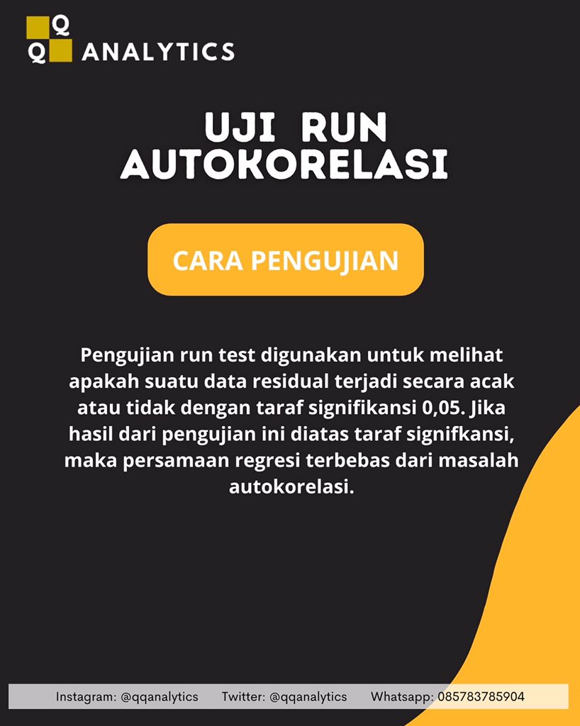 qqanalytics's tweet photo. Jika hasil dari pengujian ini diatas taraf signifkansi, maka persamaan regresi terbebas dari masalah autokorelasi.
#jasaolahdata #jasaolahdatajogja #jasaspss #jasaskripsi #jasathesis #jasadisertasi #jokitugas #jokiskripsi #jokiolahdatamurah #jokiolahdata #jokioladataskripsi https://t.co/xZrEJQguYQ