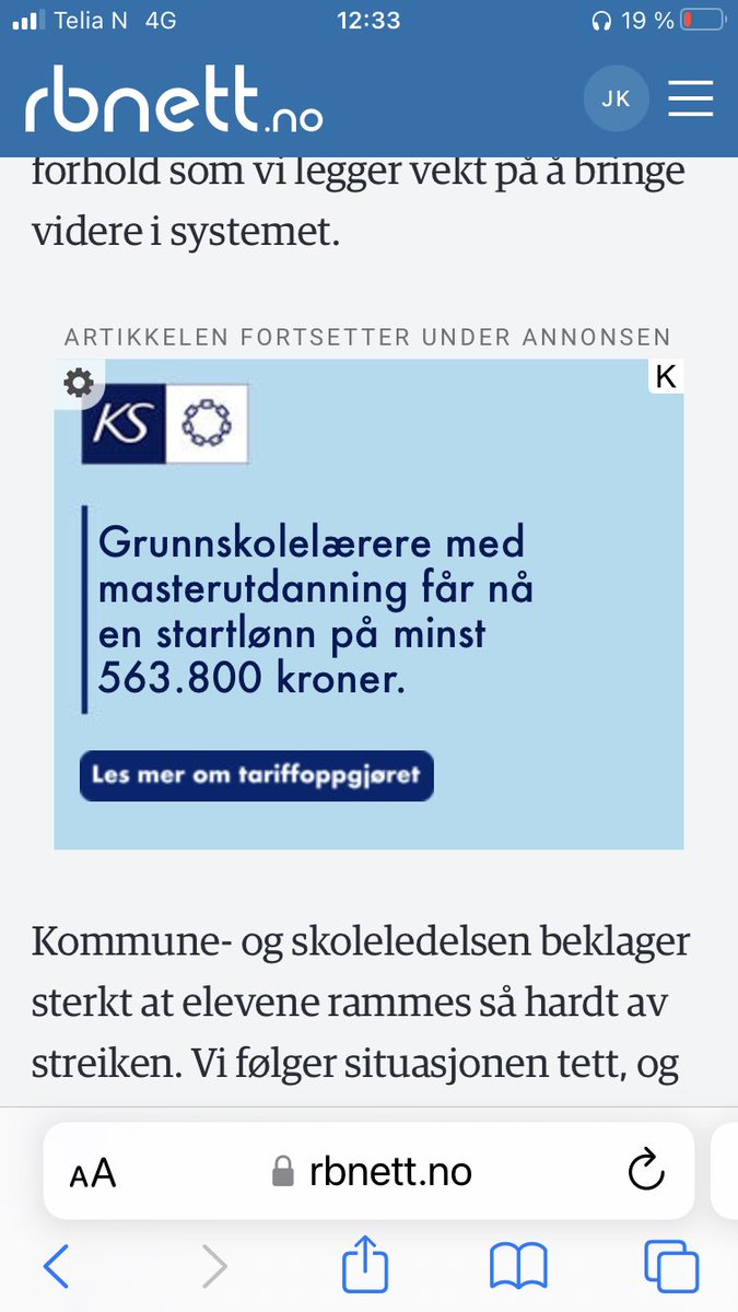 kvaale's tweet photo. Programmatisk annonsering der, altså. Bittelitt bøllete? #KS #lærerstreik #molde https://t.co/0on0Hob8yr