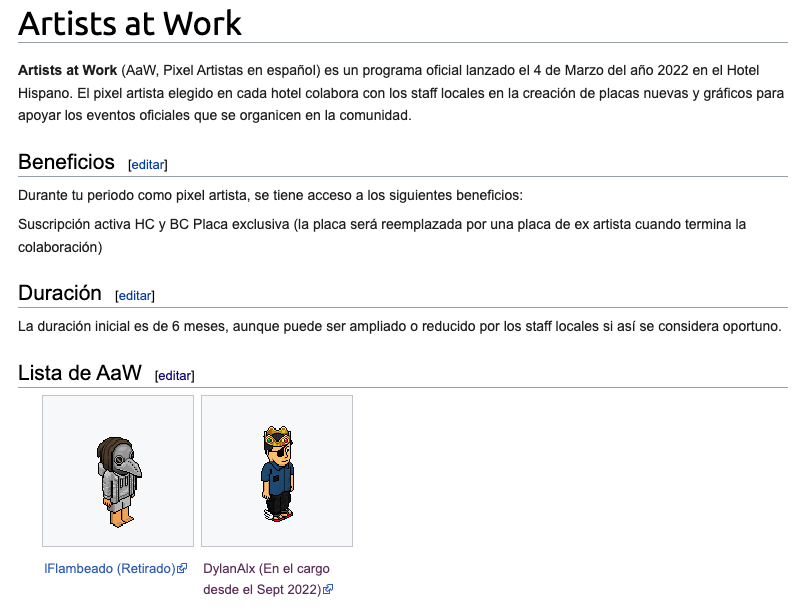 TeamHabboWiki's tweet photo. Hemos creado una wiki dedicada al proyecto AaW de @ESHabbo 

Te invitamos a revisarla aquí y a contribuir con más información:
https://t.co/jg4ZdbKlsM https://t.co/d0edAV1Pbb