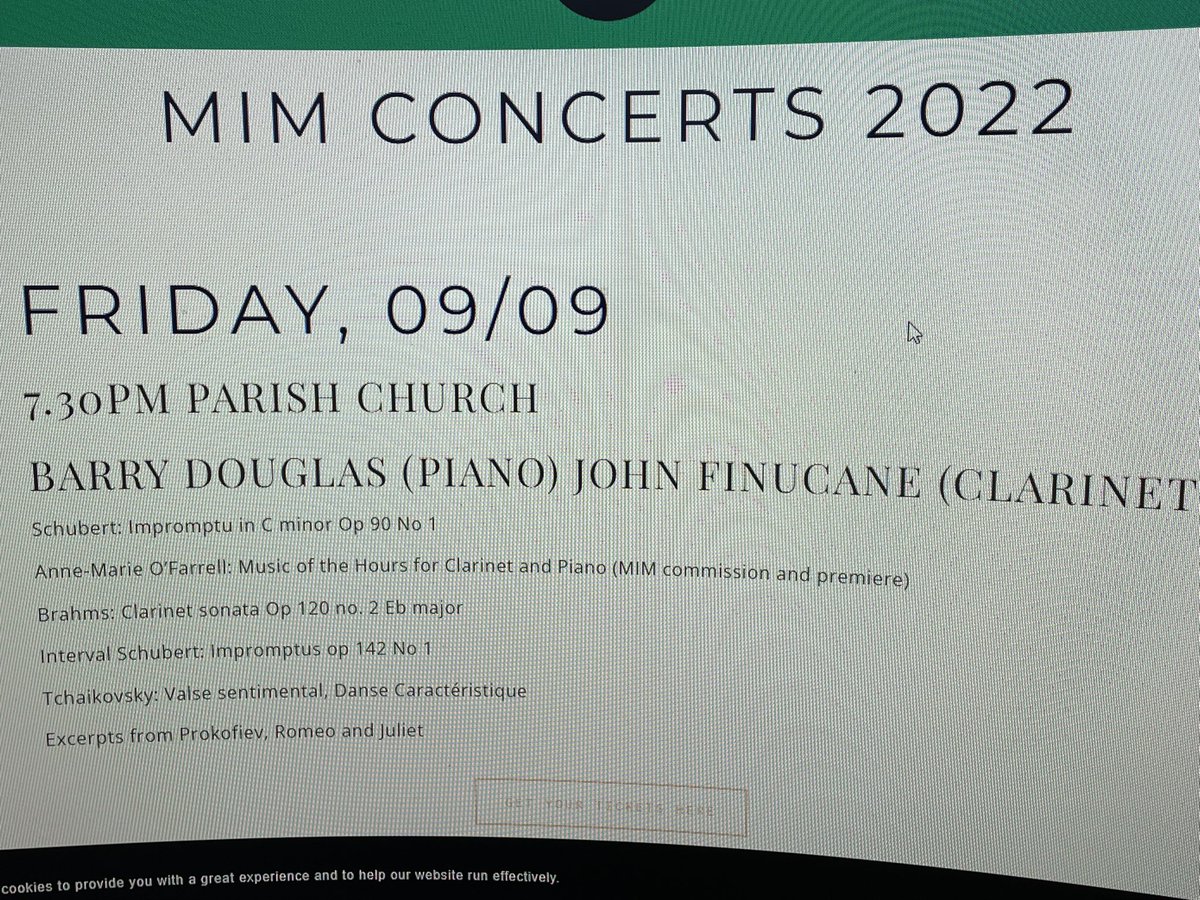 MIM starts tonight with a wonderful concert featuring the Premier of a MIM commission. Check out the weekend programme on musicinmonkstown.ie #tickets available at the door #ClassicMonkstown