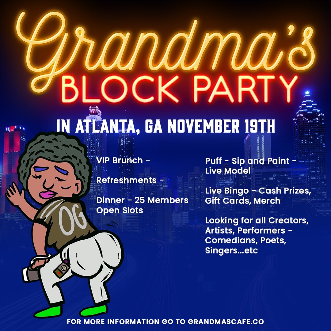 I’m blowing the timeline up with this one! So get ready! And come out this November 19th! By far the best NFT IRL EVENT you’ll attend‼️ 🔥🔥🔥

grandmascafe.co
