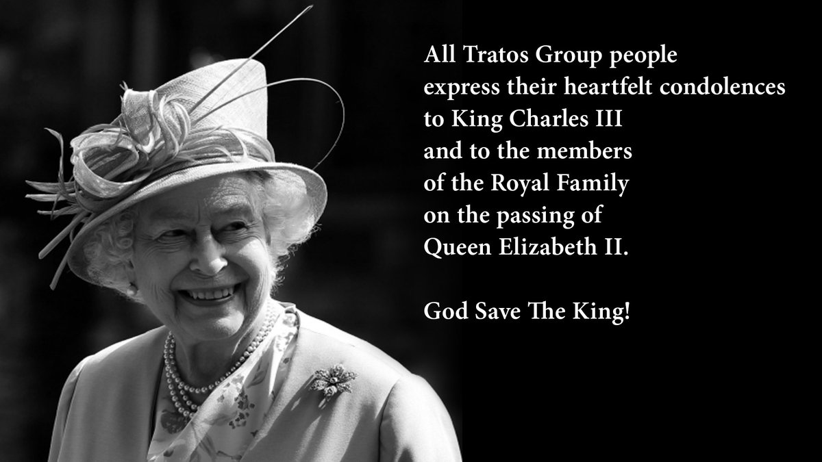 TratosGroup's tweet image. All Tratos Group people express their heartfelt condolences to King Charles III and to the members of the Royal Family on the passing of Queen Elizabeth II.
God Save The King! 

@RoyalFamily