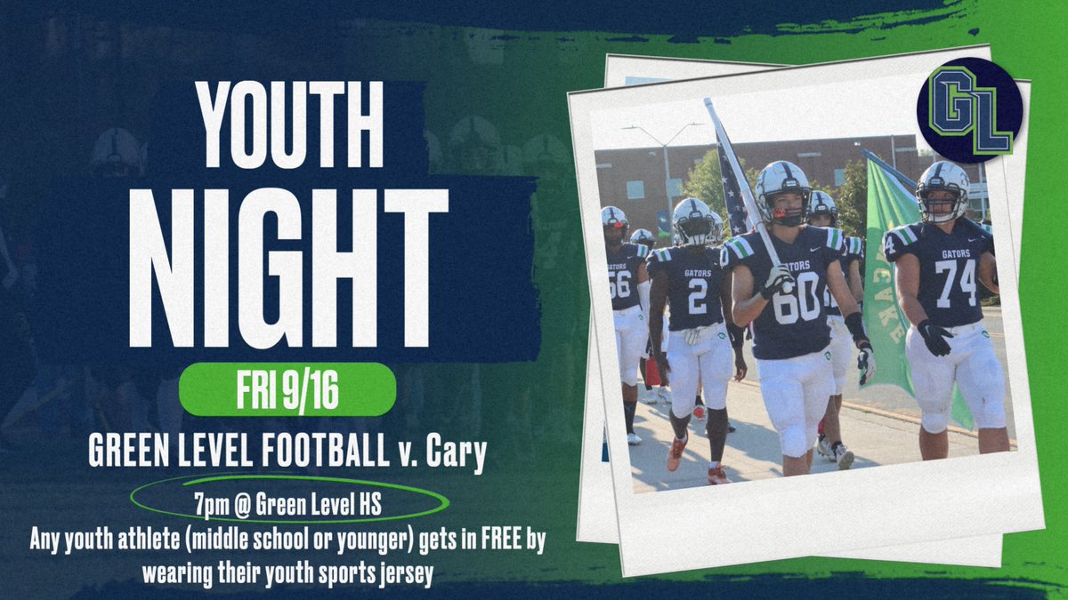Youth Night is next Friday vs. Cary HS
Youth athletes (middle school or younger) that wear their youth jersey get in free!