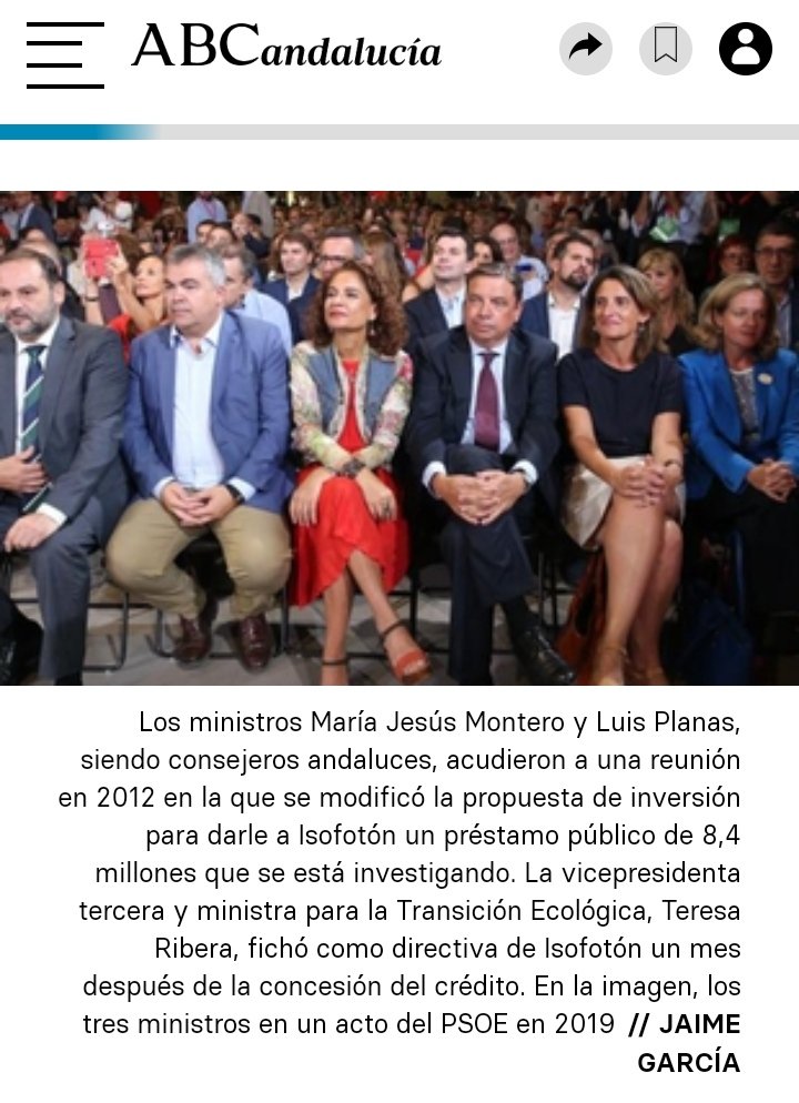 44 m. de euros más robados a los #andaluces. Caso <a href="/ISOFOTON/">ISOFOTON</a> dónde están imputados 37 ex-altos cargos de la Junta de Andalucía. 

La ministra de Transición Ecológica, Teresa Ribera, fichó como directiva de la empresa un mes después de que <a href="/AndaluciaJunta/">Junta de Andalucía</a> le concediera las ayudas.