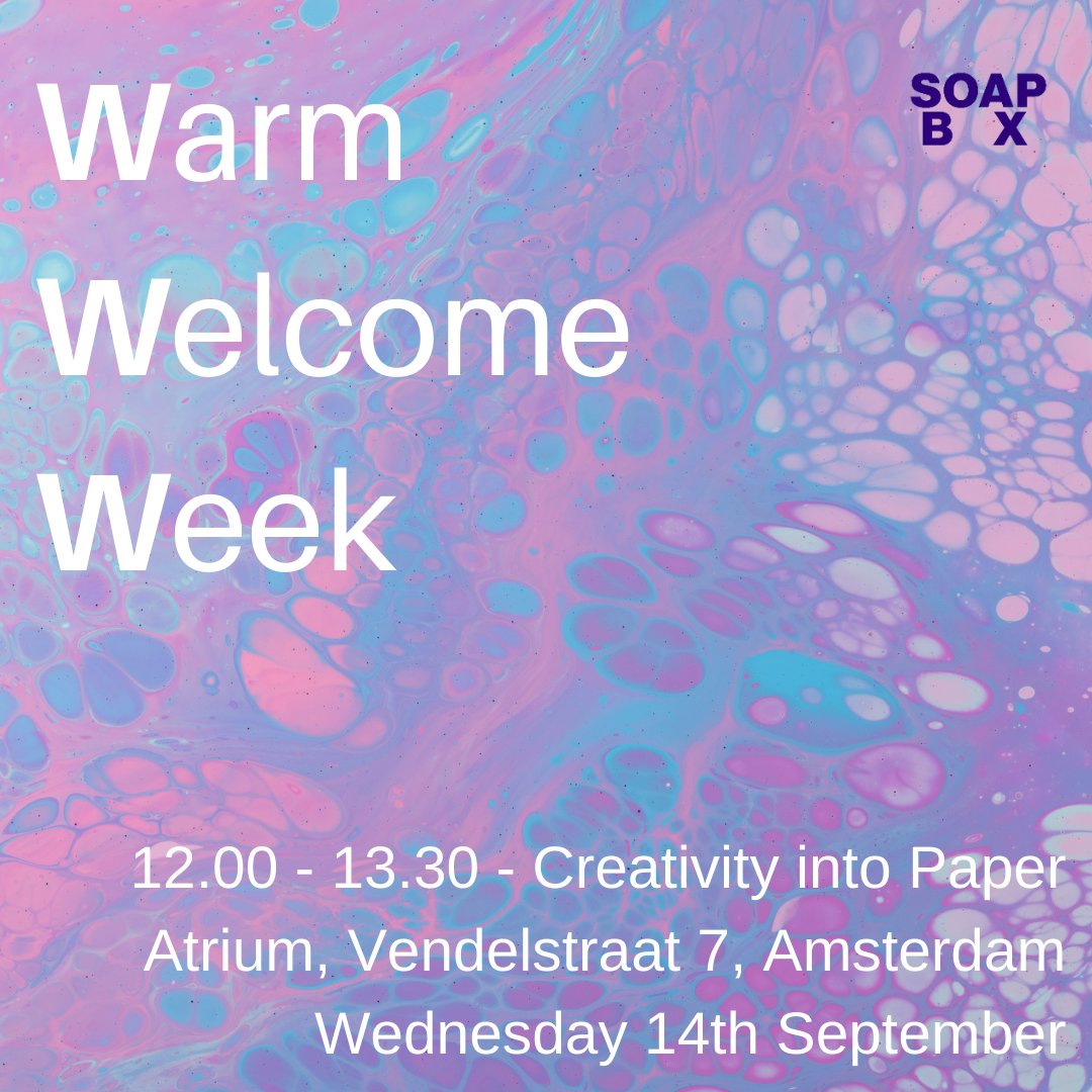 Join us next Wednesday 14th September as Soapbox hosts a zine making workshop as part of Warm Welcome Week! 

This is an opportunity to get to know the Soapbox team, get in on our future plans and find out how you can get involved. 

student.uva.nl/en/events/2022…