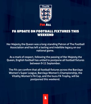 An FA update on football fixtures this weekend.