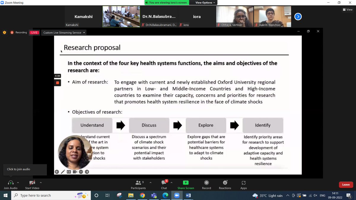 IoraEcological's tweet photo. Providing an overview of #climatesensitive #healthrisks, their exposure pathways & vulnerability factors, Dr @ShobhanaNagraj, @UniofOxford stressed the need to identify local #communities' needs & priorities to improve their #adaptive capacity & #resilience of healthcare systems. https://t.co/0VShCHqeby