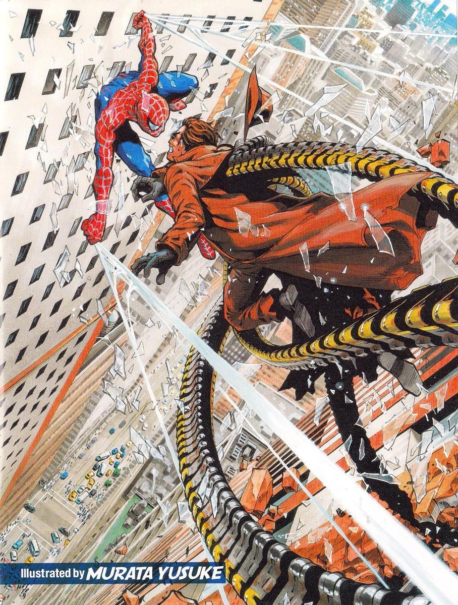 RT @TheOtaking: Spider-Man 2 (Sam Raimi, 2004) illustration made by Yusuke Murata (Eyeshield 21, One Punch Man, …) https://t.co/O2AKMd2PAc