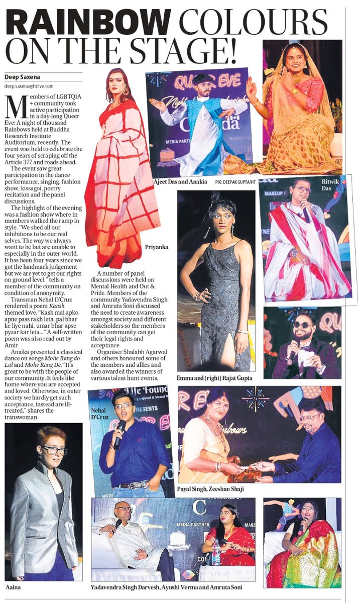 LifeSuramya's tweet photo. Queer Eve - night of a thousand rainbows featured in Hindustan Times by Deep Saxena - @deepsaxena 

❤🧡💛💚💙💜 

#LGBT #PRIDE #freetobeme #Canada4Pride #Queer #translivesmatter #loveislove https://t.co/RVadv3kHQr