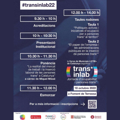 dretscivilsll's tweet photo. #SAILleida Des de la Xarxa de Municipis LGTBI+ us convidem a la Jornada Transinlab que tindrà lloc el 18 d’octubre en horari de 9.30 h a 14.30 h a Terrassa (Foment de Terrassa, ctra. Martorell, 95)
#xarxamunicipislgtbi #transinlab #lgtbi+ #ocupaciotrans #transrights #empleatrans https://t.co/cPX2aSaf2H