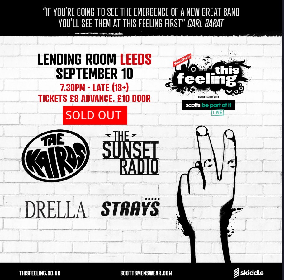 Full house on Saturday in Leeds 😎

<a href="/drellaband/">Drella</a> 
<a href="/TheSunsetRadio1/">The Sunset Radio</a> 
<a href="/TheStraysMusic/">The Strays</a> 
<a href="/This_Feeling/">This Feeling</a>