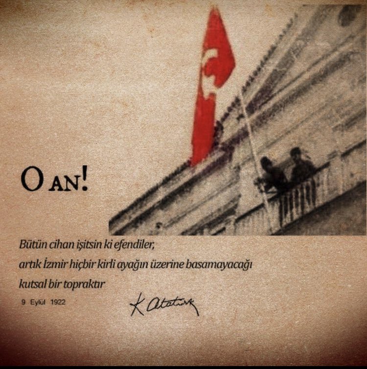 İzmir’in işgali ile başlayan Türk Kurtuluş Savaşı İzmir’in kurtuluşu ile bitmiştir.🇹🇷
#9Eylul 🇹🇷
#100yil 🇹🇷
#niceyıllaragüzelizmirim ❤️
