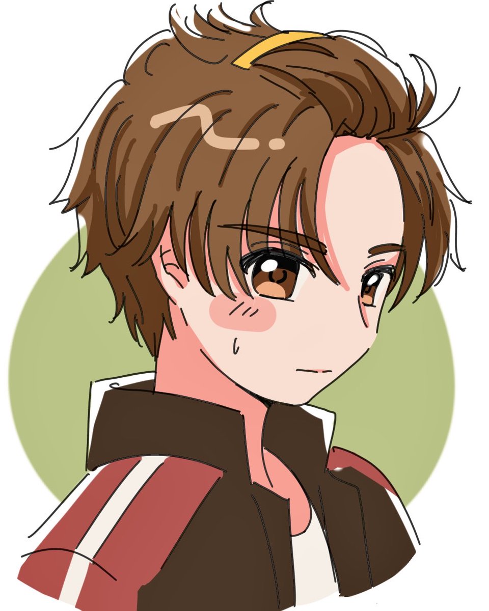 1boy brown hair brown eyes male focus solo jacket shirt  illustration images