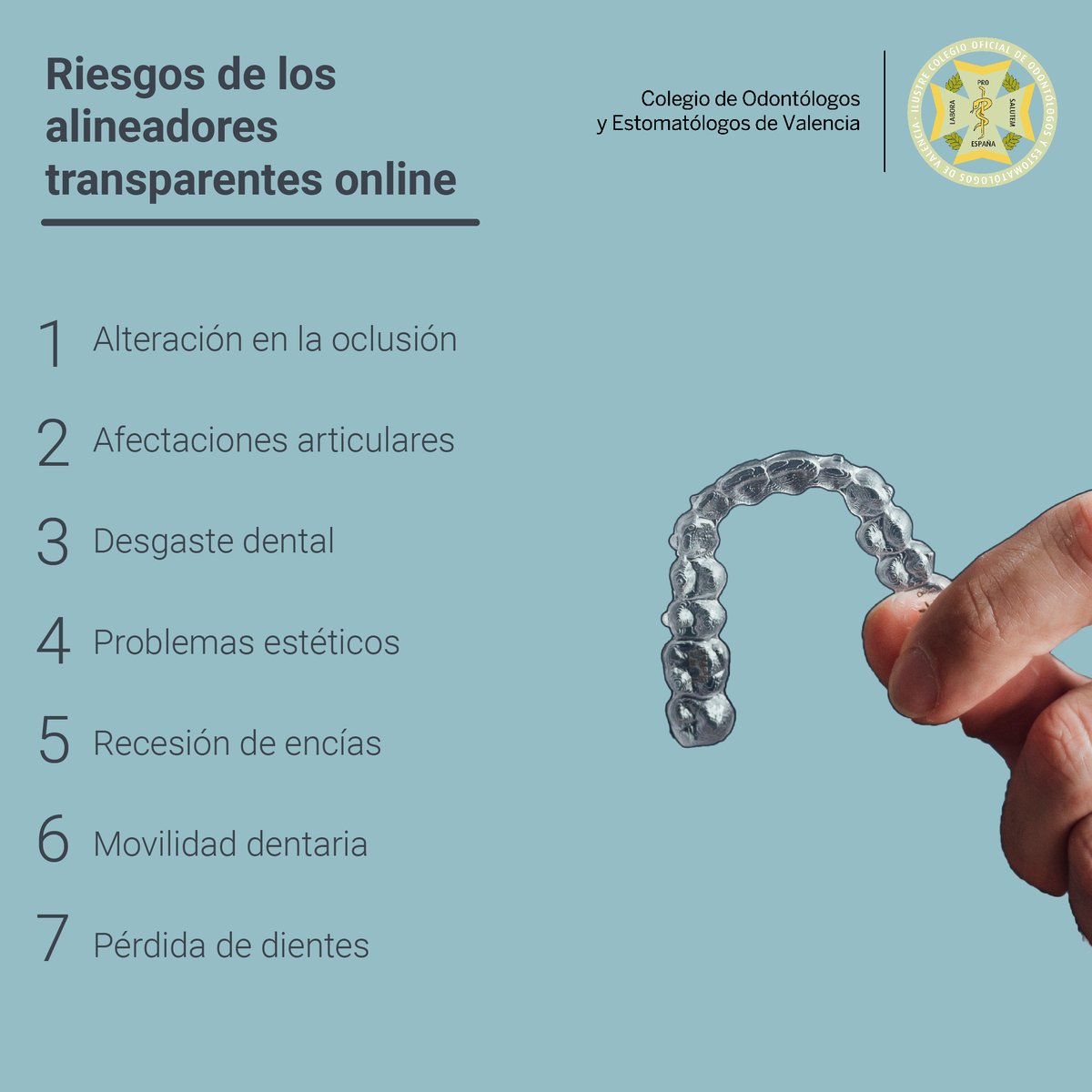 icoev's tweet photo. La venta de #alineadorestransparentes por internet es una práctica emergente con muchos riesgos. Según la #AESOR supone que el paciente realice el tratamiento en su domicilio, sin el debido diagnóstico y supervisión de un especialista.
Además, conlleva estos riesgos 👇 https://t.co/W75VVNQbYp