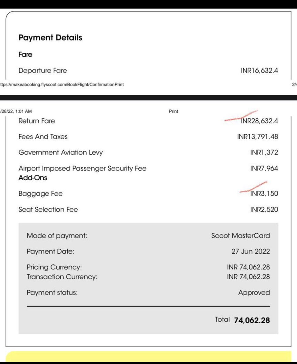 HimanshSaxena's tweet photo. @flyscoot I have not received my full refund!!!!!
Is this airline a joke or what?? Why don’t you talk to your customers?I want my ₹45k back in full. ENOUGH IS ENOUGH.
I am attaching my billing summary, tell me according to this how much should I be getting in refund? @MoCA_GoI plzz help!! https://t.co/Wrtg3kNJPn